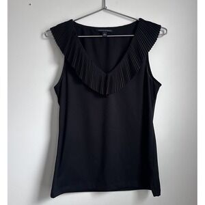 Banana Republic Women's Black Sleeveless Pleated Ruffle Blouse Size Small